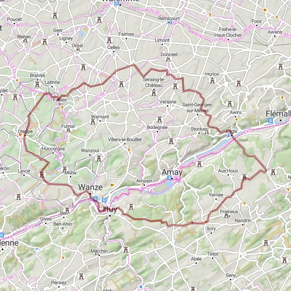 Miniature de la carte de l'inspiration cycliste "Randonnée à travers Villers-le-Temple et Borlez" dans la Prov. Liège, Belgium. Générée par le planificateur d'itinéraire cycliste Tarmacs.app