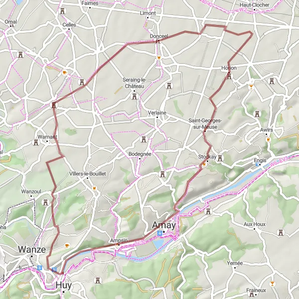 Miniatuurkaart van de fietsinspiratie "Gravelfietsroute van Noville: Pittoreske dorpjes en groene valleien" in Prov. Liège, Belgium. Gemaakt door de Tarmacs.app fietsrouteplanner