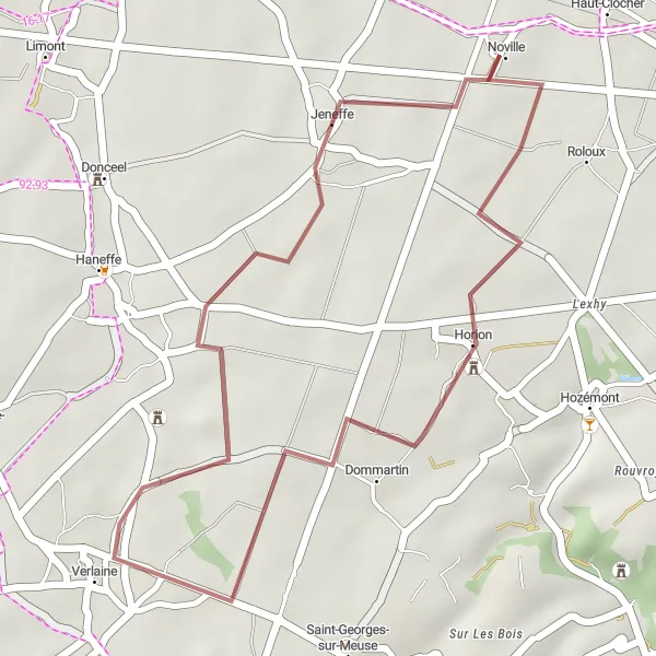 Map miniature of "Relaxing Gravel Escape" cycling inspiration in Prov. Liège, Belgium. Generated by Tarmacs.app cycling route planner