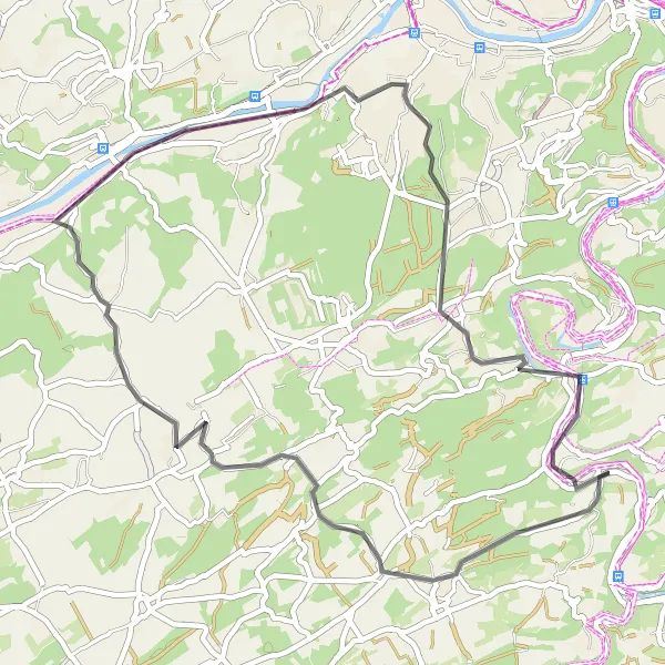 Map miniature of "Discover the Châteaux" cycling inspiration in Prov. Liège, Belgium. Generated by Tarmacs.app cycling route planner