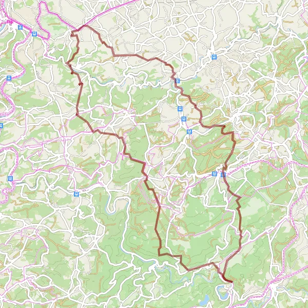 Map miniature of "The Ardennes Gravel Adventure" cycling inspiration in Prov. Liège, Belgium. Generated by Tarmacs.app cycling route planner