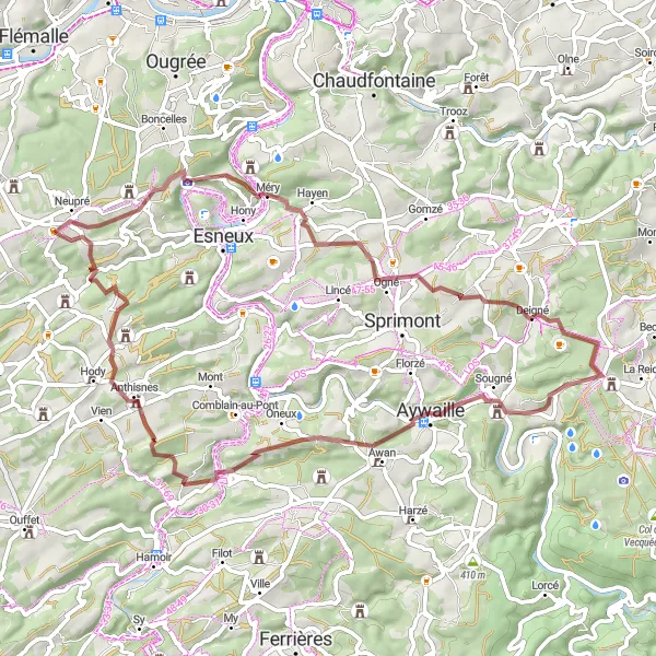 Map miniature of "Countryside Gravel Adventure" cycling inspiration in Prov. Liège, Belgium. Generated by Tarmacs.app cycling route planner