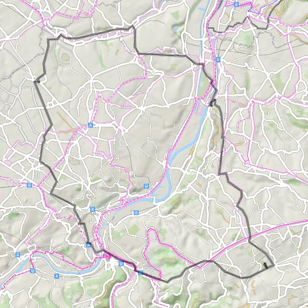 Miniature de la carte de l'inspiration cycliste "Boucle du Château de Wégimont" dans la Prov. Liège, Belgium. Générée par le planificateur d'itinéraire cycliste Tarmacs.app