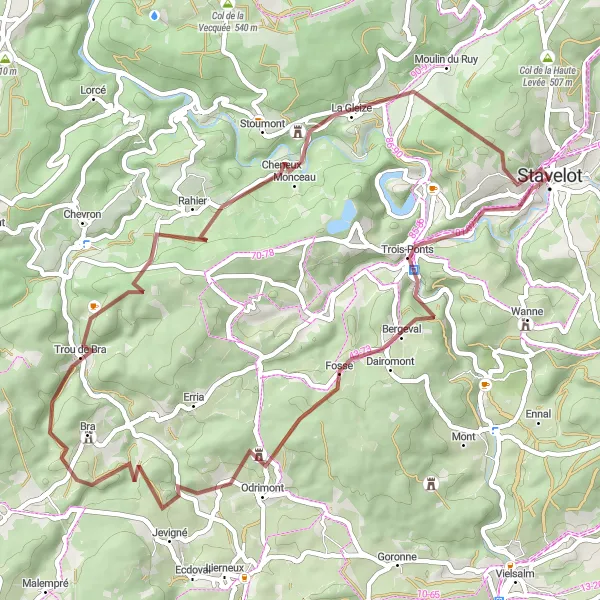 Map miniature of "The Gravel Adventure" cycling inspiration in Prov. Liège, Belgium. Generated by Tarmacs.app cycling route planner