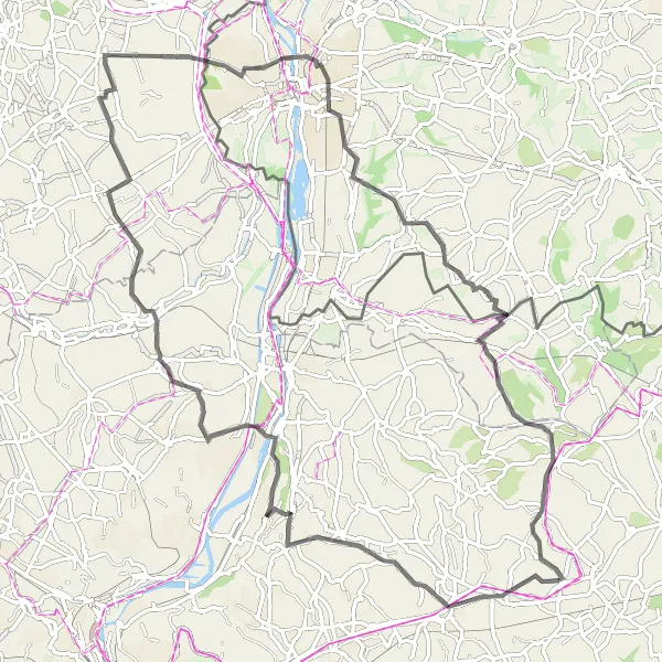 Map miniature of "Thimister to Sint-Martens-Voeren Road Bike Route" cycling inspiration in Prov. Liège, Belgium. Generated by Tarmacs.app cycling route planner