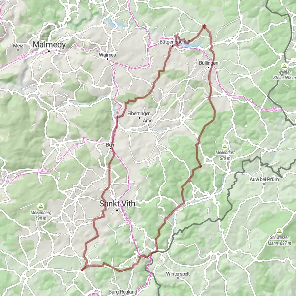 Karten-Miniaturansicht der Radinspiration "Abenteuerliche Tour durch die Eifel" in Prov. Liège, Belgium. Erstellt vom Tarmacs.app-Routenplaner für Radtouren