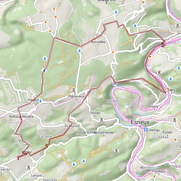 Map miniature of "Abbey and Nature Tour" cycling inspiration in Prov. Liège, Belgium. Generated by Tarmacs.app cycling route planner