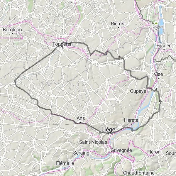 Map miniature of "Cultural Highlights of Trembleur and Beyond" cycling inspiration in Prov. Liège, Belgium. Generated by Tarmacs.app cycling route planner