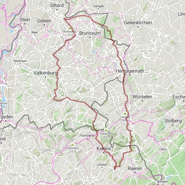 Miniatuurkaart van de fietsinspiratie "Gravelroute door het heuvelland van België en Nederland" in Prov. Liège, Belgium. Gemaakt door de Tarmacs.app fietsrouteplanner
