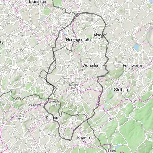 Map miniature of "The Hillside Adventure" cycling inspiration in Prov. Liège, Belgium. Generated by Tarmacs.app cycling route planner
