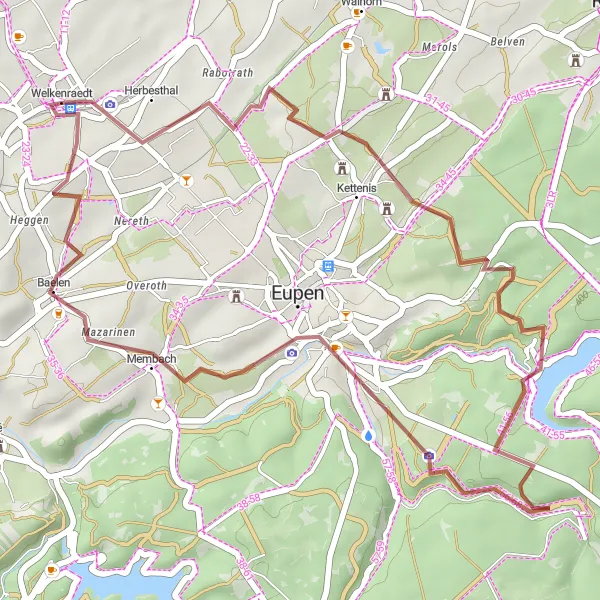 Map miniature of "Gravel Escape near Welkenraedt" cycling inspiration in Prov. Liège, Belgium. Generated by Tarmacs.app cycling route planner