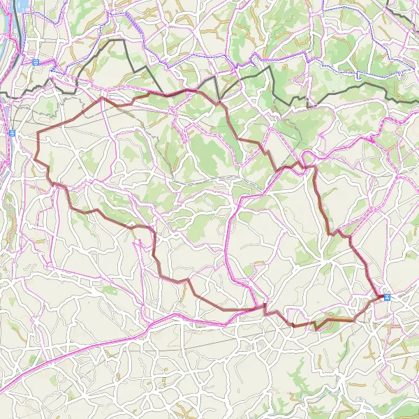 Map miniature of "Gravel Adventure near Welkenraedt" cycling inspiration in Prov. Liège, Belgium. Generated by Tarmacs.app cycling route planner