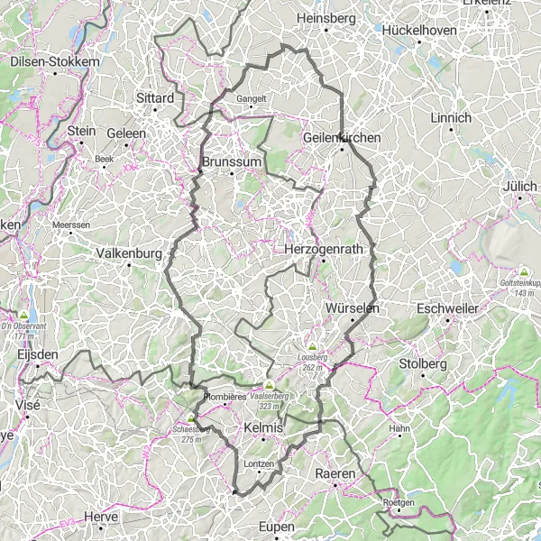 Map miniature of "The Scenic Road Escape" cycling inspiration in Prov. Liège, Belgium. Generated by Tarmacs.app cycling route planner