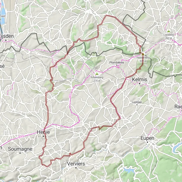 Miniatuurkaart van de fietsinspiratie "Ontdekkingstocht door de natuur van Prov. Liège" in Prov. Liège, Belgium. Gemaakt door de Tarmacs.app fietsrouteplanner