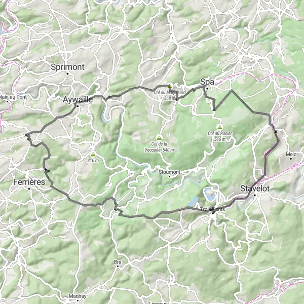 Map miniature of "Xhoris Road Explorer" cycling inspiration in Prov. Liège, Belgium. Generated by Tarmacs.app cycling route planner