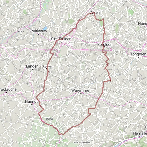 Karten-Miniaturansicht der Radinspiration "Rund um Alken und entlang der Panoramen" in Prov. Limburg (BE), Belgium. Erstellt vom Tarmacs.app-Routenplaner für Radtouren