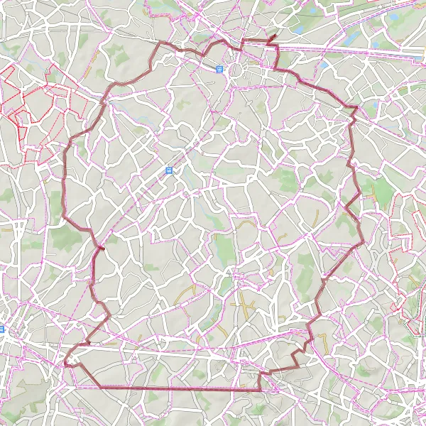 Map miniature of "Brustem Gravel Cycling Route" cycling inspiration in Prov. Limburg (BE), Belgium. Generated by Tarmacs.app cycling route planner