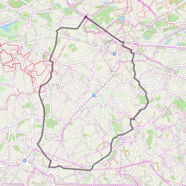 Miniatuurkaart van de fietsinspiratie "Melveren - Spalbeek - Albert Kanaal - Rapertingen - Berlingen" in Prov. Limburg (BE), Belgium. Gemaakt door de Tarmacs.app fietsrouteplanner