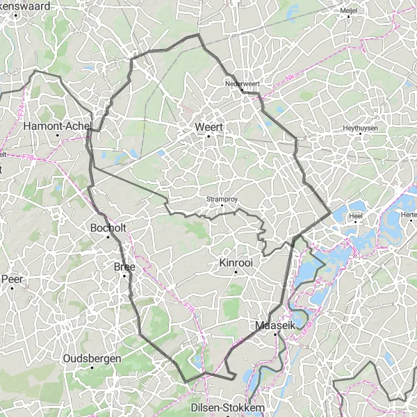 Miniatuurkaart van de fietsinspiratie "Wegroute naar Maaseik" in Prov. Limburg (BE), Belgium. Gemaakt door de Tarmacs.app fietsrouteplanner