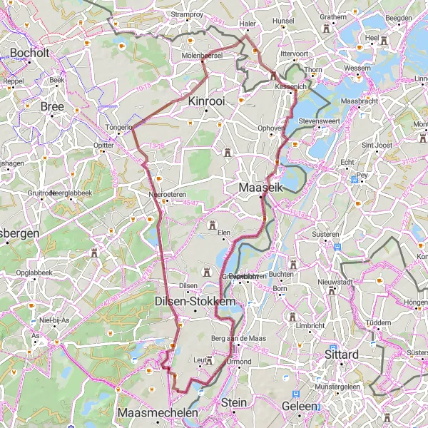 Karten-Miniaturansicht der Radinspiration "Abenteuerliche Graveltour durch Limburgs Landschaft" in Prov. Limburg (BE), Belgium. Erstellt vom Tarmacs.app-Routenplaner für Radtouren