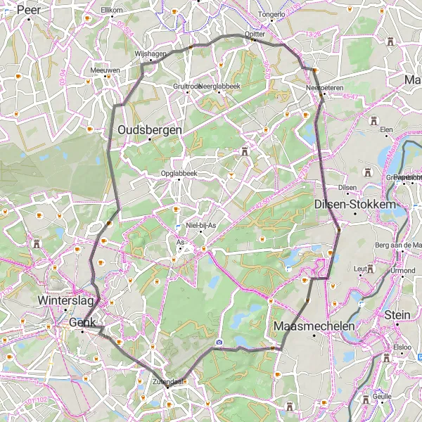 Karten-Miniaturansicht der Radinspiration "Radtour durch Zwartberg und Lanklaar" in Prov. Limburg (BE), Belgium. Erstellt vom Tarmacs.app-Routenplaner für Radtouren