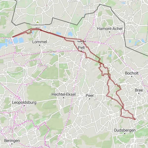Map miniature of "Hidden Treasures and Scenic Beauty" cycling inspiration in Prov. Limburg (BE), Belgium. Generated by Tarmacs.app cycling route planner