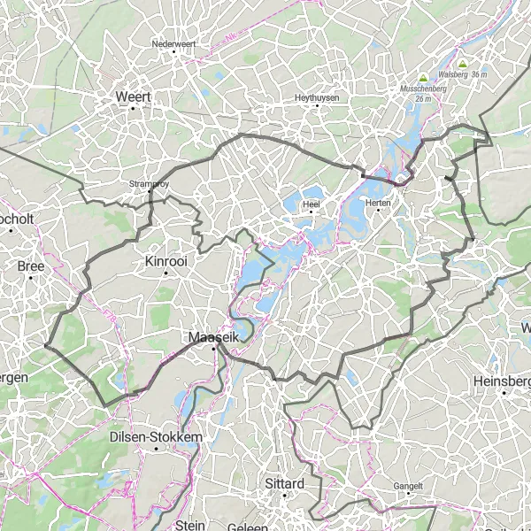 Map miniature of "Ultimate Road Cycling Challenge: Gruitrode and Beyond" cycling inspiration in Prov. Limburg (BE), Belgium. Generated by Tarmacs.app cycling route planner