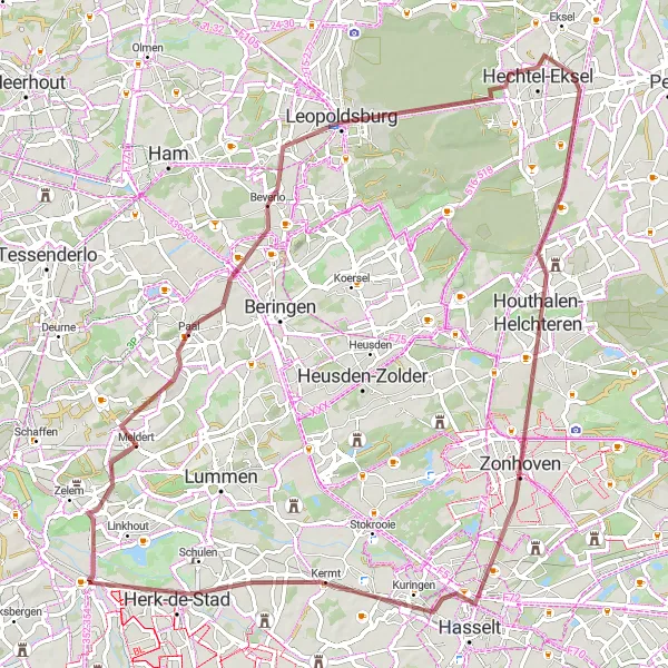 Map miniature of "Gravel Adventure: Venusberg and Beyond" cycling inspiration in Prov. Limburg (BE), Belgium. Generated by Tarmacs.app cycling route planner