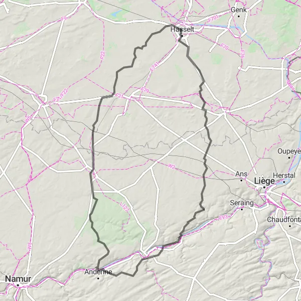 Map miniature of "Legendary Road Cycling Tour in Limburg" cycling inspiration in Prov. Limburg (BE), Belgium. Generated by Tarmacs.app cycling route planner