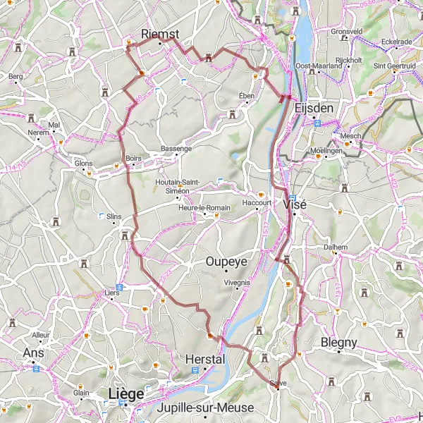 Map miniature of "Landmark Sieberg Loop" cycling inspiration in Prov. Limburg (BE), Belgium. Generated by Tarmacs.app cycling route planner