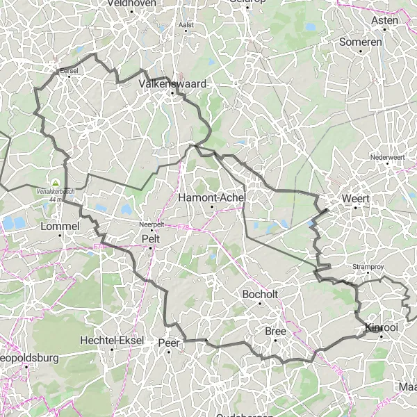 Map miniature of "Opitter to Opwinkel" cycling inspiration in Prov. Limburg (BE), Belgium. Generated by Tarmacs.app cycling route planner
