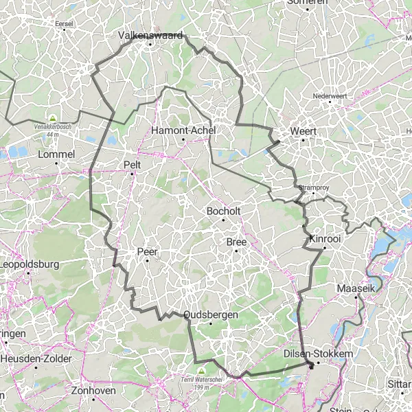 Miniatuurkaart van de fietsinspiratie "Wegroute langs As, Wauberg en Neeroeteren" in Prov. Limburg (BE), Belgium. Gemaakt door de Tarmacs.app fietsrouteplanner