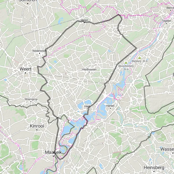 Miniature de la carte de l'inspiration cycliste "Parcours pittoresque en Campine" dans la Prov. Limburg (BE), Belgium. Générée par le planificateur d'itinéraire cycliste Tarmacs.app