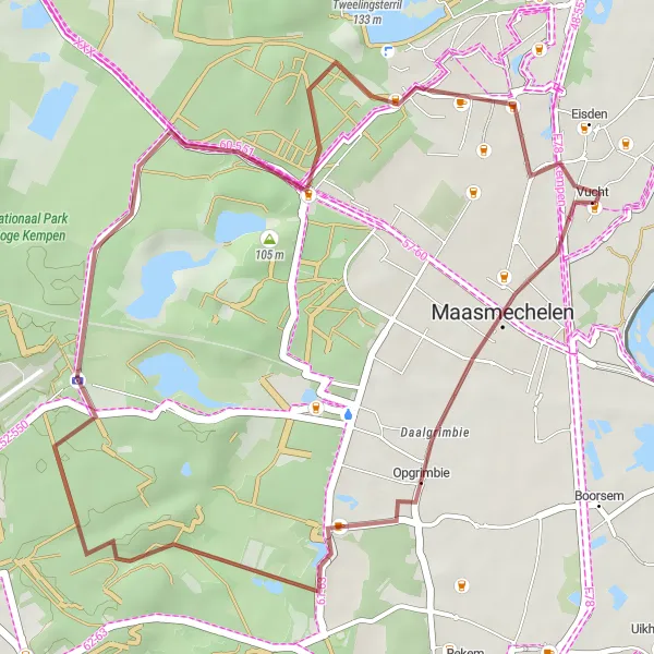 Map miniature of "Gravel Adventure" cycling inspiration in Prov. Limburg (BE), Belgium. Generated by Tarmacs.app cycling route planner