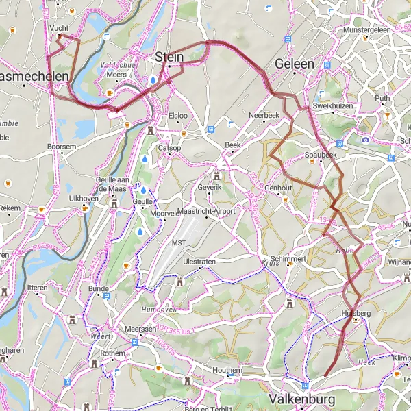 Map miniature of "Limburg Maasmechelen Gravel Cycling Route" cycling inspiration in Prov. Limburg (BE), Belgium. Generated by Tarmacs.app cycling route planner