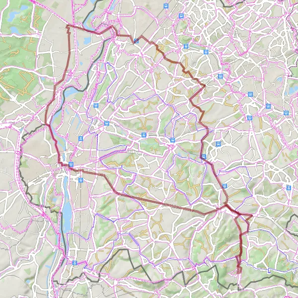 Map miniature of "Gravel Cycling Adventure: Mechelen-aan-de-Maas Loop" cycling inspiration in Prov. Limburg (BE), Belgium. Generated by Tarmacs.app cycling route planner