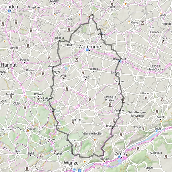 Map miniature of "Road Route 3" cycling inspiration in Prov. Limburg (BE), Belgium. Generated by Tarmacs.app cycling route planner
