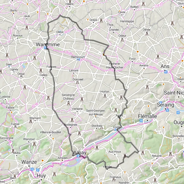 Map miniature of "Road Route 2" cycling inspiration in Prov. Limburg (BE), Belgium. Generated by Tarmacs.app cycling route planner