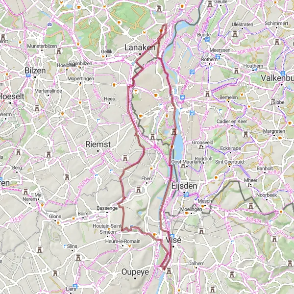 Karten-Miniaturansicht der Radinspiration "Rundweg durch die Naturparks" in Prov. Limburg (BE), Belgium. Erstellt vom Tarmacs.app-Routenplaner für Radtouren
