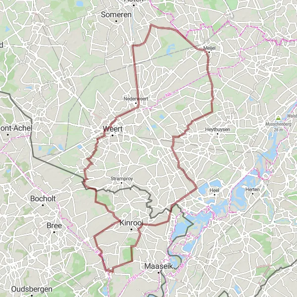 Map miniature of "Gravel Route from Neeroeteren to Sluis 13" cycling inspiration in Prov. Limburg (BE), Belgium. Generated by Tarmacs.app cycling route planner