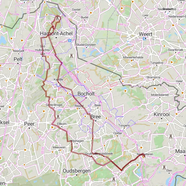 Miniature de la carte de l'inspiration cycliste "Gravel Adventure" dans la Prov. Limburg (BE), Belgium. Générée par le planificateur d'itinéraire cycliste Tarmacs.app