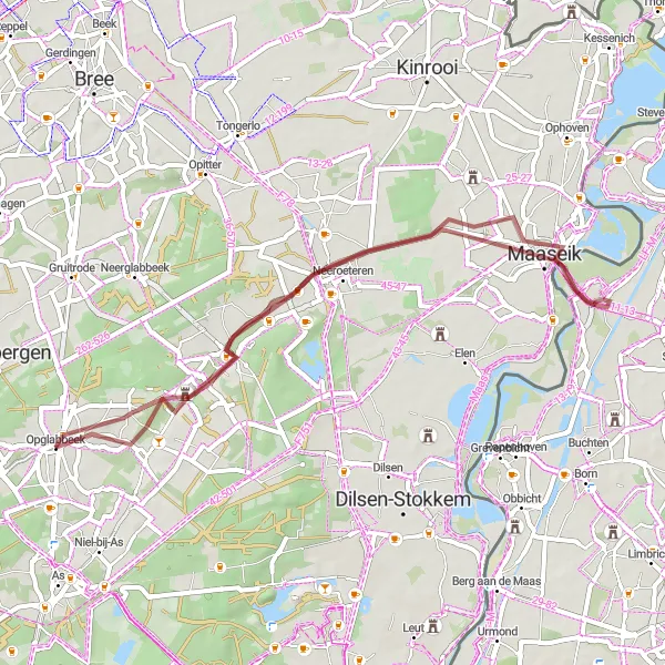 Miniatuurkaart van de fietsinspiratie "Verkenning van Maasland per fiets" in Prov. Limburg (BE), Belgium. Gemaakt door de Tarmacs.app fietsrouteplanner