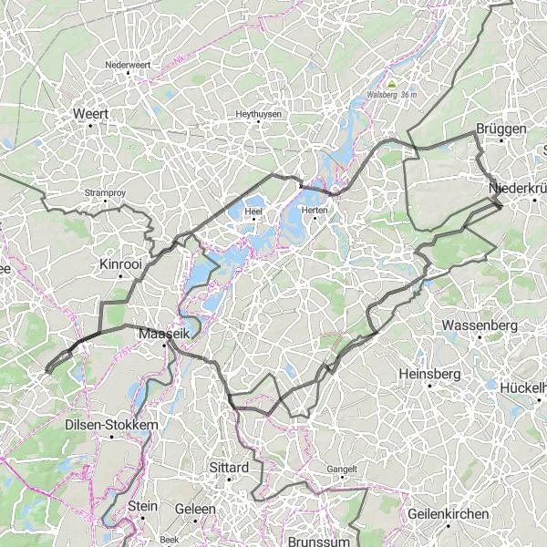 Karten-Miniaturansicht der Radinspiration "Herausfordernde Tour durch Neeritter und Horn" in Prov. Limburg (BE), Belgium. Erstellt vom Tarmacs.app-Routenplaner für Radtouren