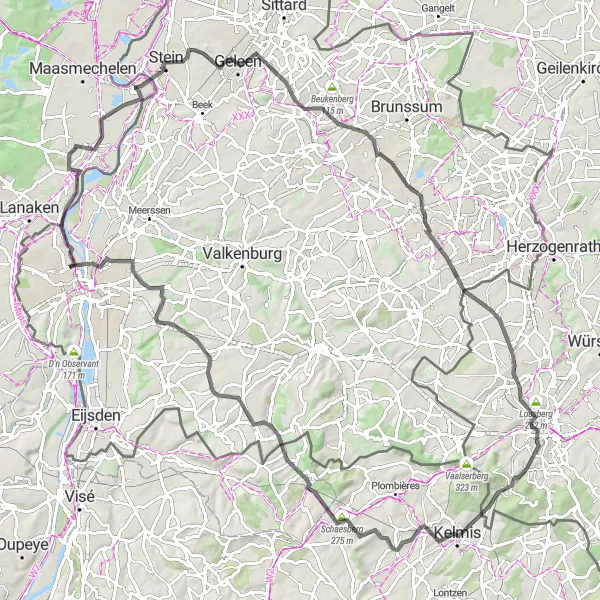 Miniatuurkaart van de fietsinspiratie "Fietsen rond Rekem en omgeving" in Prov. Limburg (BE), Belgium. Gemaakt door de Tarmacs.app fietsrouteplanner