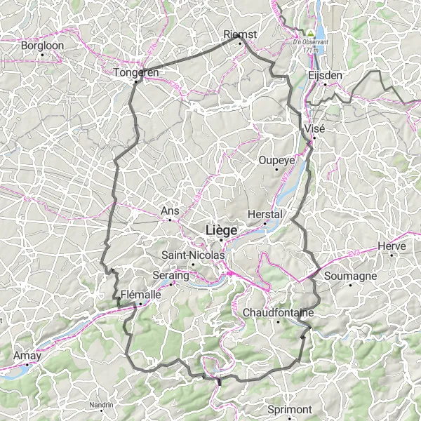 Karten-Miniaturansicht der Radinspiration "Herausfordernde Tour mit herrlichen Aussichten" in Prov. Limburg (BE), Belgium. Erstellt vom Tarmacs.app-Routenplaner für Radtouren