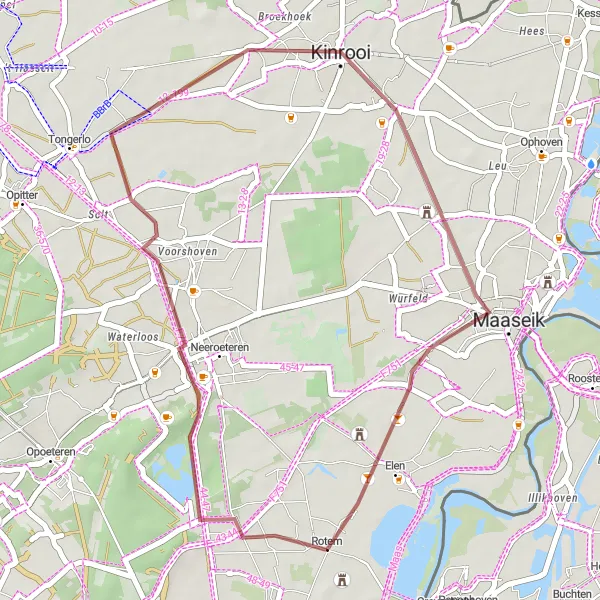 Miniatuurkaart van de fietsinspiratie "Gravelroute rond Rotem" in Prov. Limburg (BE), Belgium. Gemaakt door de Tarmacs.app fietsrouteplanner