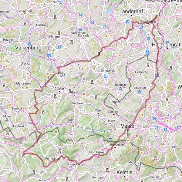 Map miniature of "Nature and Adventure" cycling inspiration in Prov. Limburg (BE), Belgium. Generated by Tarmacs.app cycling route planner