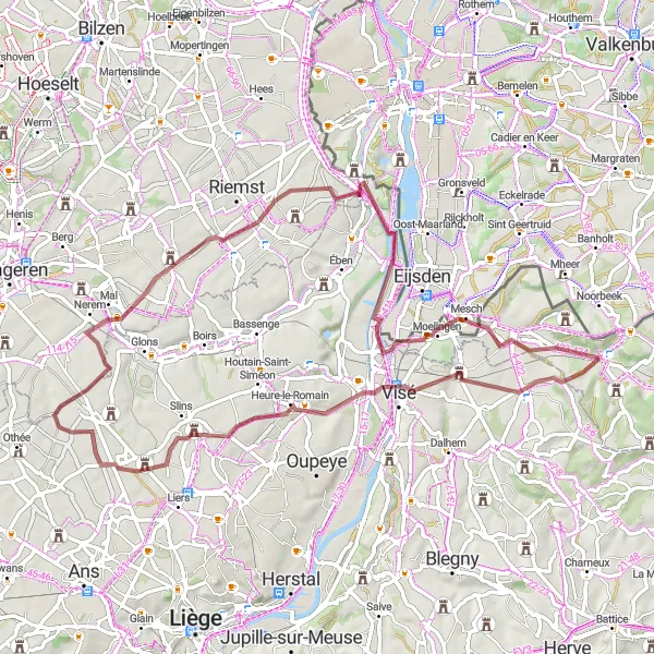 Map miniature of "Gravel Adventure in Voeren" cycling inspiration in Prov. Limburg (BE), Belgium. Generated by Tarmacs.app cycling route planner