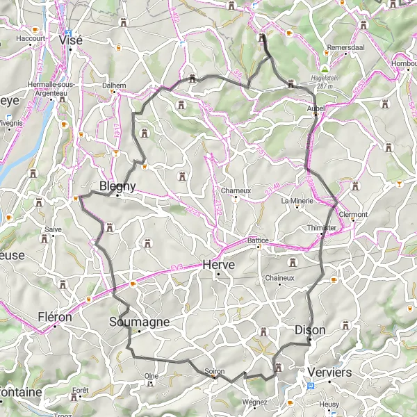 Karten-Miniaturansicht der Radinspiration "Erkundungstour rund um Sint-Pieters-Voeren" in Prov. Limburg (BE), Belgium. Erstellt vom Tarmacs.app-Routenplaner für Radtouren