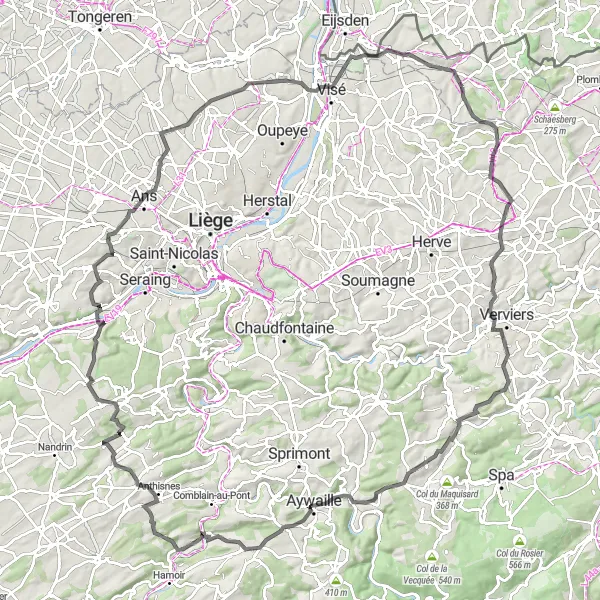 Karten-Miniaturansicht der Radinspiration "Herausfordernde Tour durch Limburg" in Prov. Limburg (BE), Belgium. Erstellt vom Tarmacs.app-Routenplaner für Radtouren